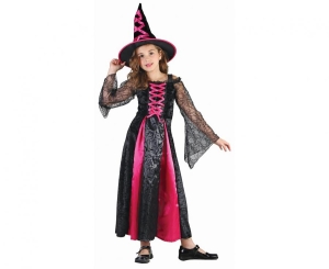 Strój dla dzieci Purpurowa Czarownica (sukienka kapelusz) rozm. 130/140 cm
