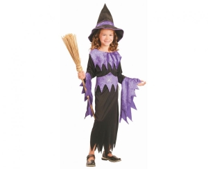 Strój dla dzieci Czarownica (sukienka kapelusz pasek) rozm. 130/140 cm