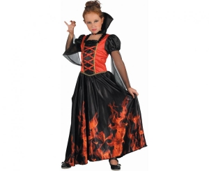 Strój dla dzieci Czerwona Wampirzyca (sukienka kołnierz) rozm. 130/140 cm