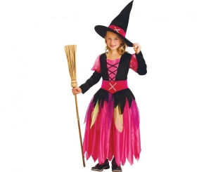 Strój dla dzieci Modna Czarownica (sukienka kapelusz pasek) rozm.110/120 cm