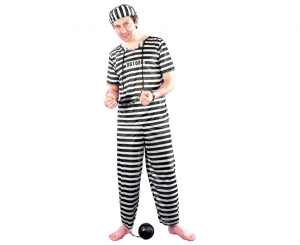 Strój dla dorosłych Więzień (czapka bluza spodnie) rozm. uniw.
