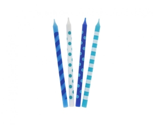 Świeczki urodzinowe Kolorowe grochy niebieski 16 szt