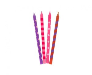 Świeczki urodzinowe Kolorowe grochy różowy 16 szt