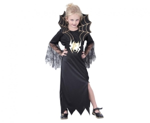 Strój dla dzieci Czarna Wdowa (sukienka kołnierz pasek) rozm. 110/120 cm