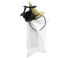 Opaska na głowę Kapelusz z woalką złota