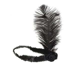 Opaska z piórem Retro (czarna)