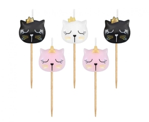 Świeczki pikery drewniane Kotek 5 szt