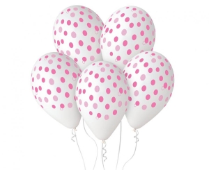 Balony Różowe Groszki 12 cali 5 szt