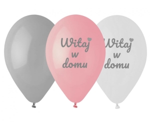 Balony Witaj w domu różowe 12 cali 6 szt