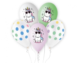 Balony Wesoły Jednorożec 13 cali 5 szt