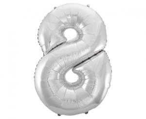 Balon foliowy cyfra 8 srebrna 92 cm