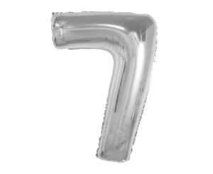 Balon foliowy cyfra 7 srebrna 92 cm
