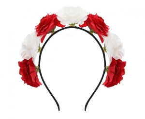 Opaska na głowę 7 Kwiatów (białe i czerwone)