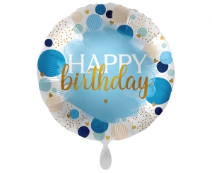 Balon foliowy Happy Birthday dots okrągły 18 cali