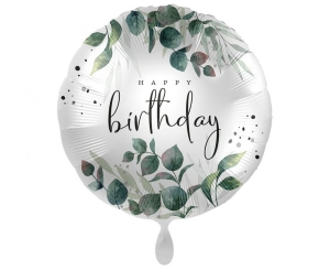 Balon foliowy Happy Birthday zielony okrągły 18 cali