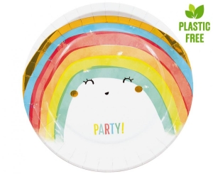 Talerzyki papierowe Rainbow Party 23cm 8 szt