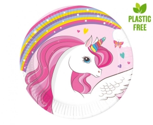 Talerzyki papierowe Unicorn Rainbow Colors 20cm 8 szt