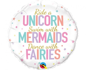 Balon foliowy Unicorn Mermaids Fairies okrągły 18 cali