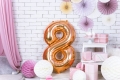 Balon foliowy cyfra 8 złoty róż 85cm