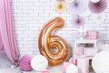 Balon foliowy cyfra 6 złoty róż 85cm