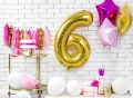 Balon foliowy cyfra 6 złoty 85cm