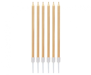 Świeczki metaliczne jasnozłote 13.5 x 0.4 cm 6 szt