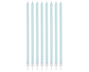 Świeczki perłowe jasnoniebieskie 15.5 x 0.44 cm 8 szt