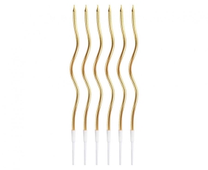 Świeczki Świderki metaliczne złote 16 cm 6 szt