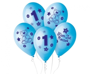 Balony Moje 1 urodziny ( niebieski) 12 cali 5 szt