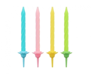 Świeczki urodzinowe - 4 kolory 6 cm 24/12 szt (produkt pakowany w display)