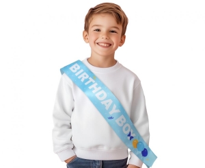 Szarfa urodzinowa Birthday Boy błękitna rozm. 10 x 150 cm