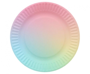 Talerzyki papierowe tęczowe 18 cm 6 szt