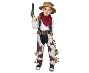 Strój dla dzieci Kowboj (kamizelka spodnie szalik czapka pasek) rozm. 110/120 cm - 4 szt i 130/140 cm - 2 szt