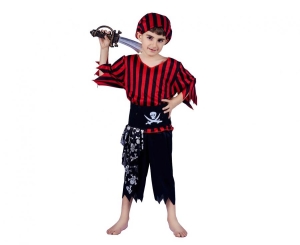 Strój dla dzieci Pirat (opaska płaszcz pas spodnie) rozm. 110/120 cm - 4 szt i 130/140 cm - 2 szt