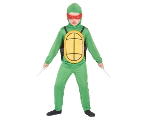 Strój dla dzieci Waleczny Żółw (maska na oczy kaptur kombinezon płaszcz) rozm. 110/120 cm - 4 szt i 130/140 cm - 2 szt