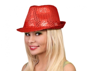 Kapelusz czerwony cekin