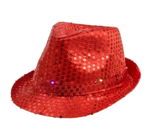 Kapelusz świecący czerwony cekin