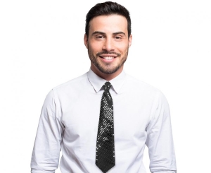 Krawat błyszczący cekiny czarny