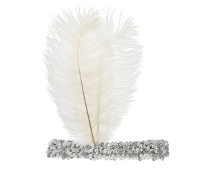 Opaska z piórem Retro biała