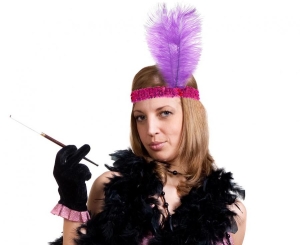 Opaska z piórem Retro magenta