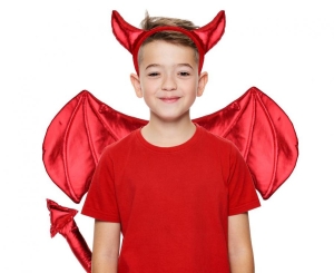 Strój Czerwony Diabełek (opaska skrzydła ogon)