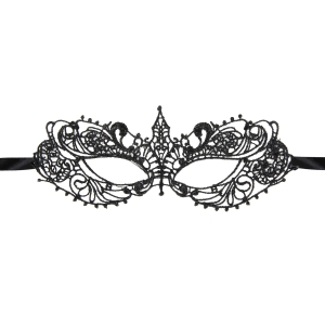 Maska wenecka Królowa Łabędzi koronkowa czarna