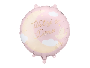 Balon foliowy pastylka Witaj w Domu  35 cm x 35 cmjasnoróżowy