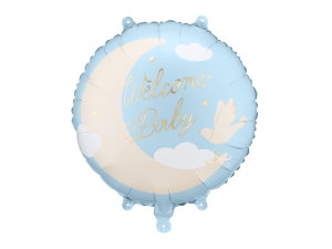 Balon foliowy pastylka Welcome Baby  35 cm x 35 cmjasnoniebieski