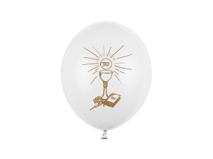 Balony 27cm I Komunia Święta P. White