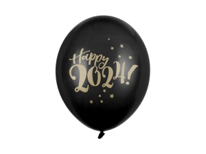 Balony 30cm Happy 2024! Pastel Black