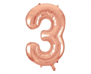 Balon foliowy UQ 34 cale Cyfra 3 różowo-złota