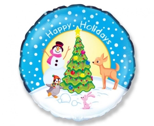 Balon foliowy 18 cali - "Przy Choince" (okrągły) pakowany