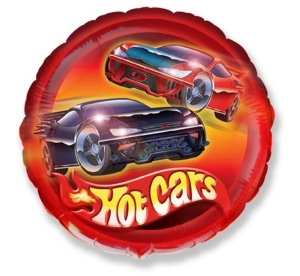 Balon foliowy 18 cali - "Samochody Hot Cars" (okrągły) pakowany