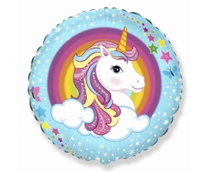 Balon foliowy 18 cali - Jednorożec pakowany